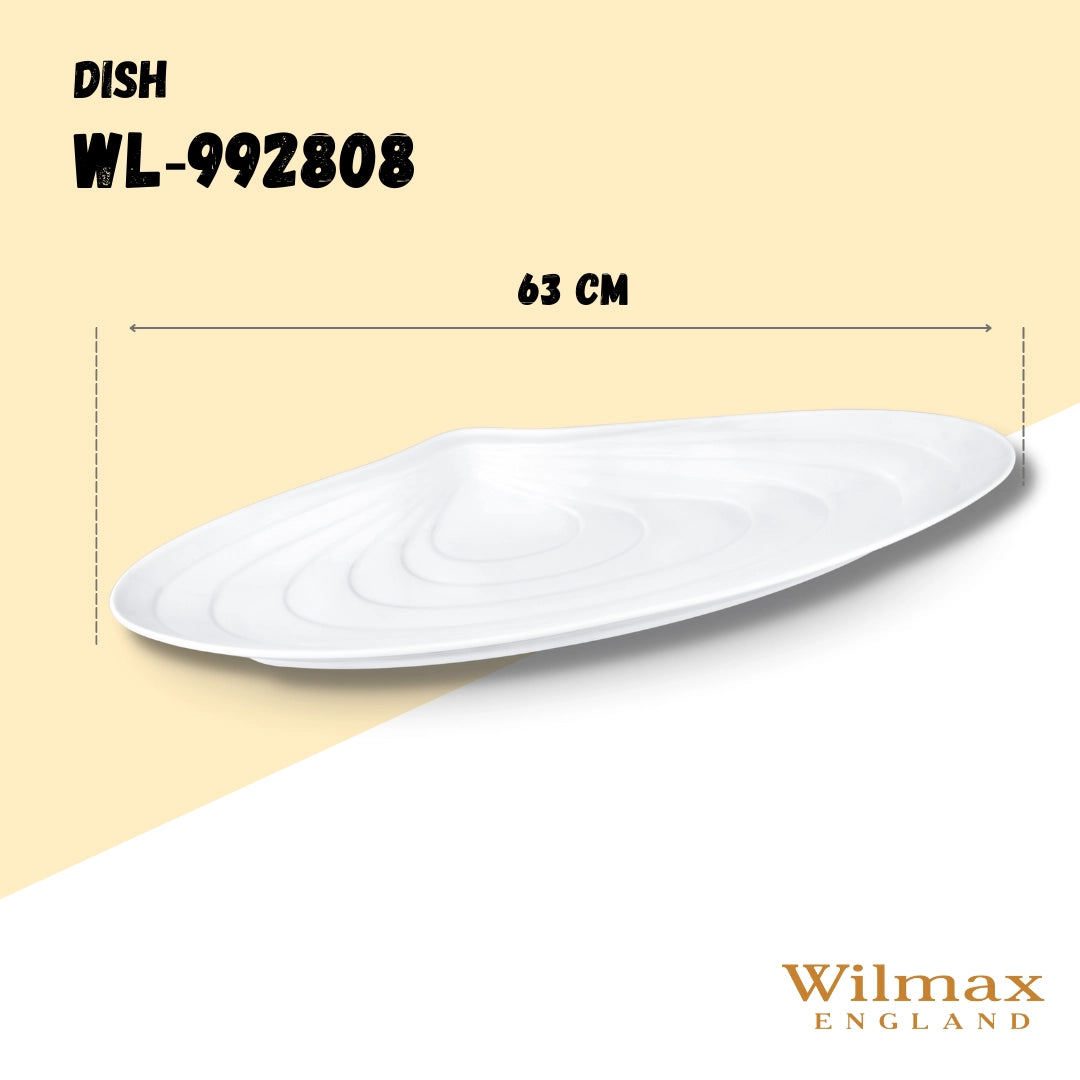 Wilmax Fischplatte 63 x 24 cm aus Porzellan, Weiß WL-992808/A