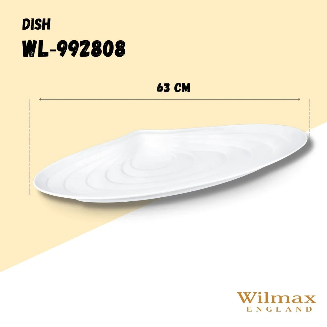 Wilmax Fischplatte 63 × 24 cm Weiß aus Porzellan