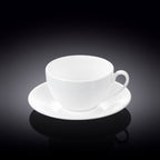 Wilmax Tasse mit Untertassen 250 ml 6er-Set Weiß aus Porzellan