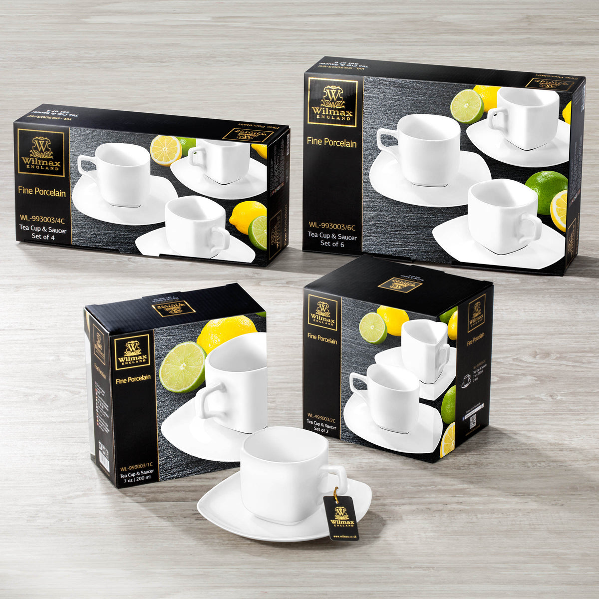 Wilmax Tasse mit Untertasse 200 ml Weiß aus Porzellan