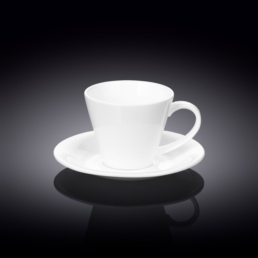 Wilmax Tasse mit Untertassen 180 ml 2er-Set Weiß aus Porzellan