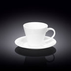 Wilmax Tasse mit Untertassen 180 ml 2er-Set Weiß aus Porzellan