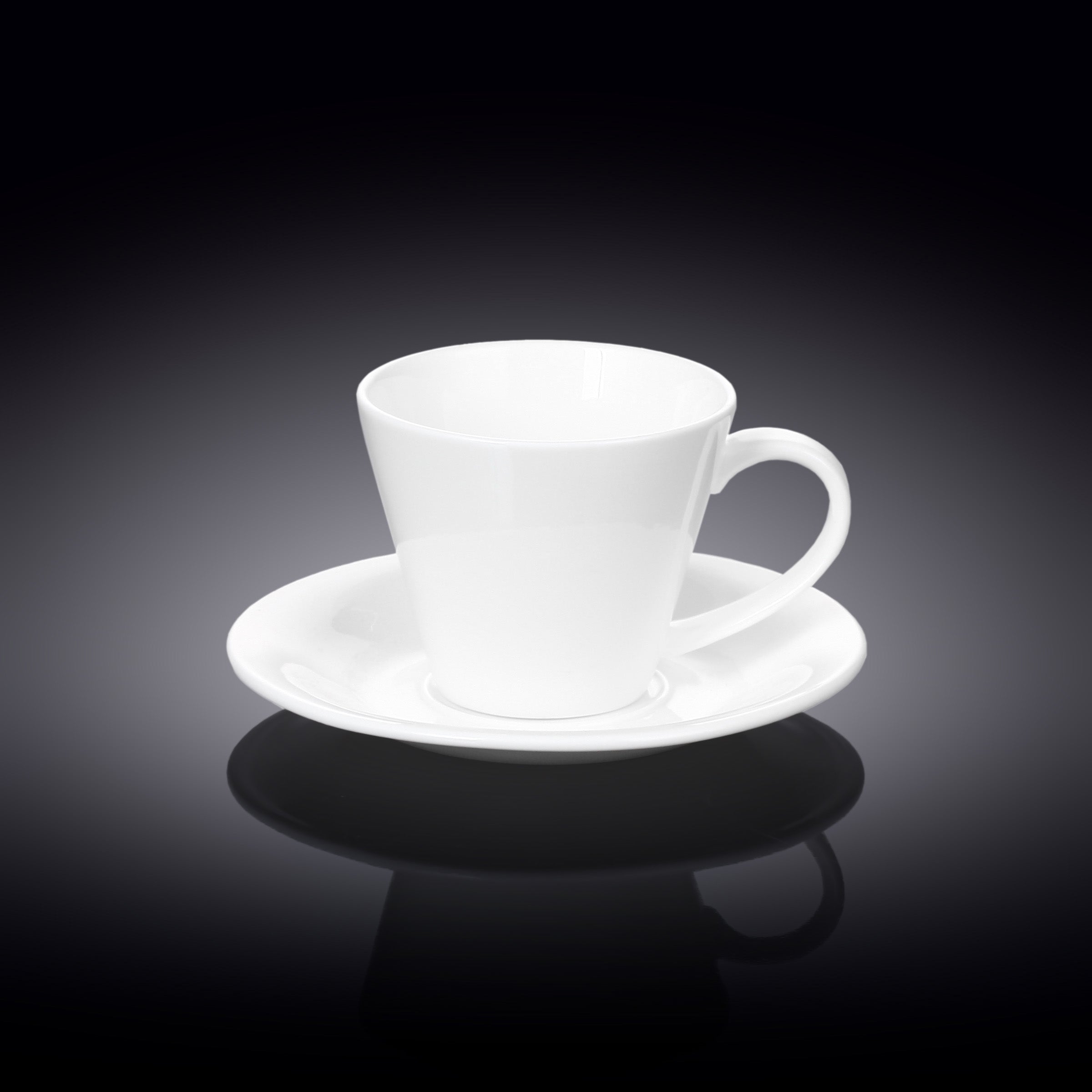 Wilmax Tasse mit Untertassen 180 ml 2er-Set Weiß aus Porzellan