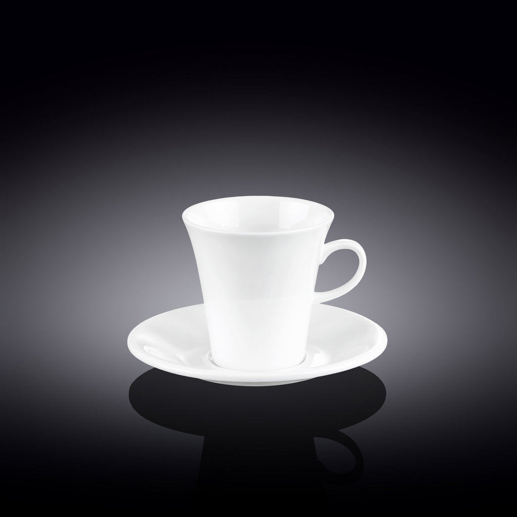 Wilmax Kaffeetassen mit Untertassen 160 ml 2er-Set Weiß aus Porzellan