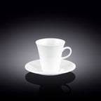 Wilmax Kaffeetassen mit Untertassen 160 ml 2er-Set Weiß aus Porzellan