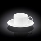 Wilmax Teetassen mit Untertassen 2er Set 160 ml Weiß WL-993006/2C