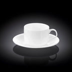 Wilmax Tasse mit Untertassen 160 ml 2er-Set Weiß aus Porzellan