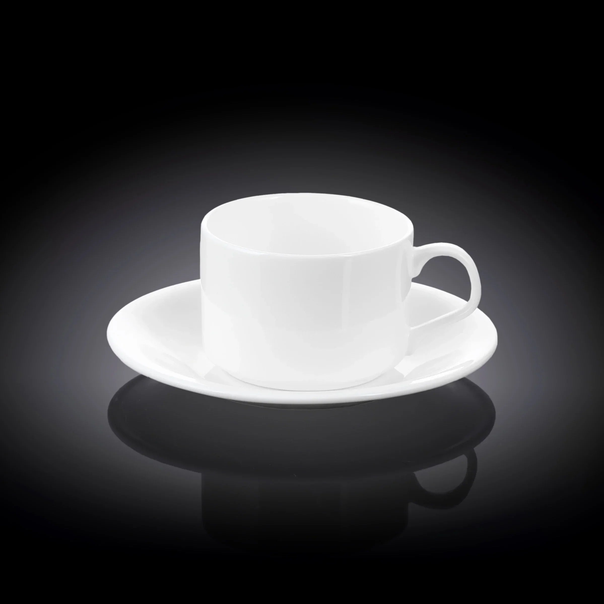 Wilmax Tasse mit Untertassen 160 ml 2er-Set Weiß aus Porzellan