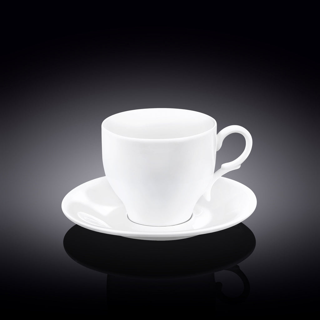 Wilmax Tasse mit Untertasse 220 ml Weiß aus Porzellan