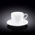 Wilmax Tasse mit Untertasse 220 ml Weiß aus Porzellan
