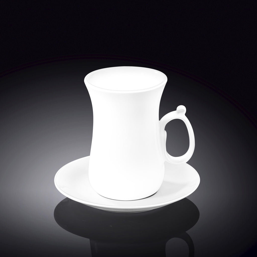 Wilmax Tasse mit Untertassen 6er-Set Weiß aus Porzellan