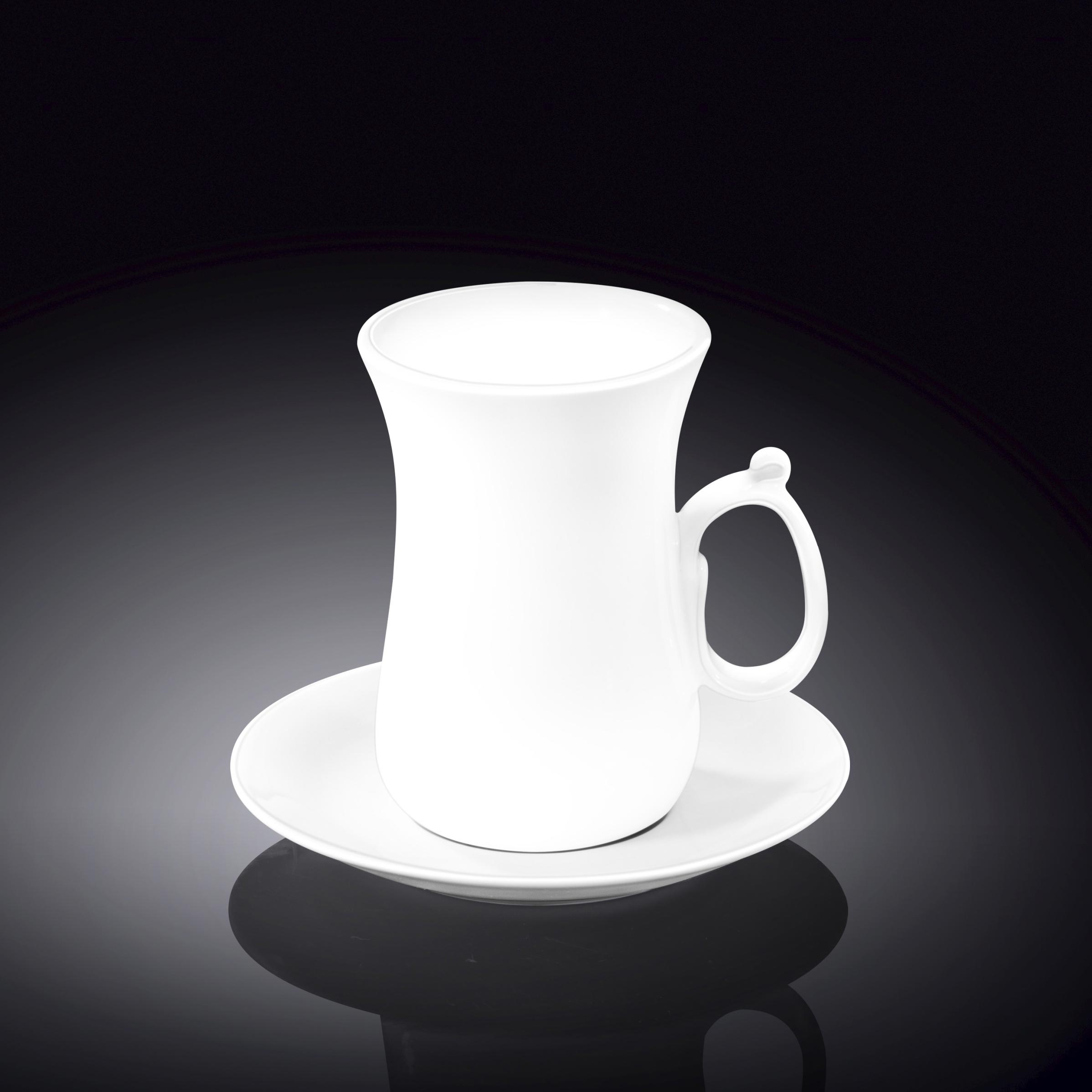 Wilmax Tasse mit Untertassen 6er-Set Weiß aus Porzellan