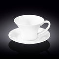 Wilmax Tasse mit Untertasse 430 ml Weiß aus Porzellan