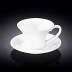 Wilmax Tasse mit Untertasse 430 ml Weiß aus Porzellan