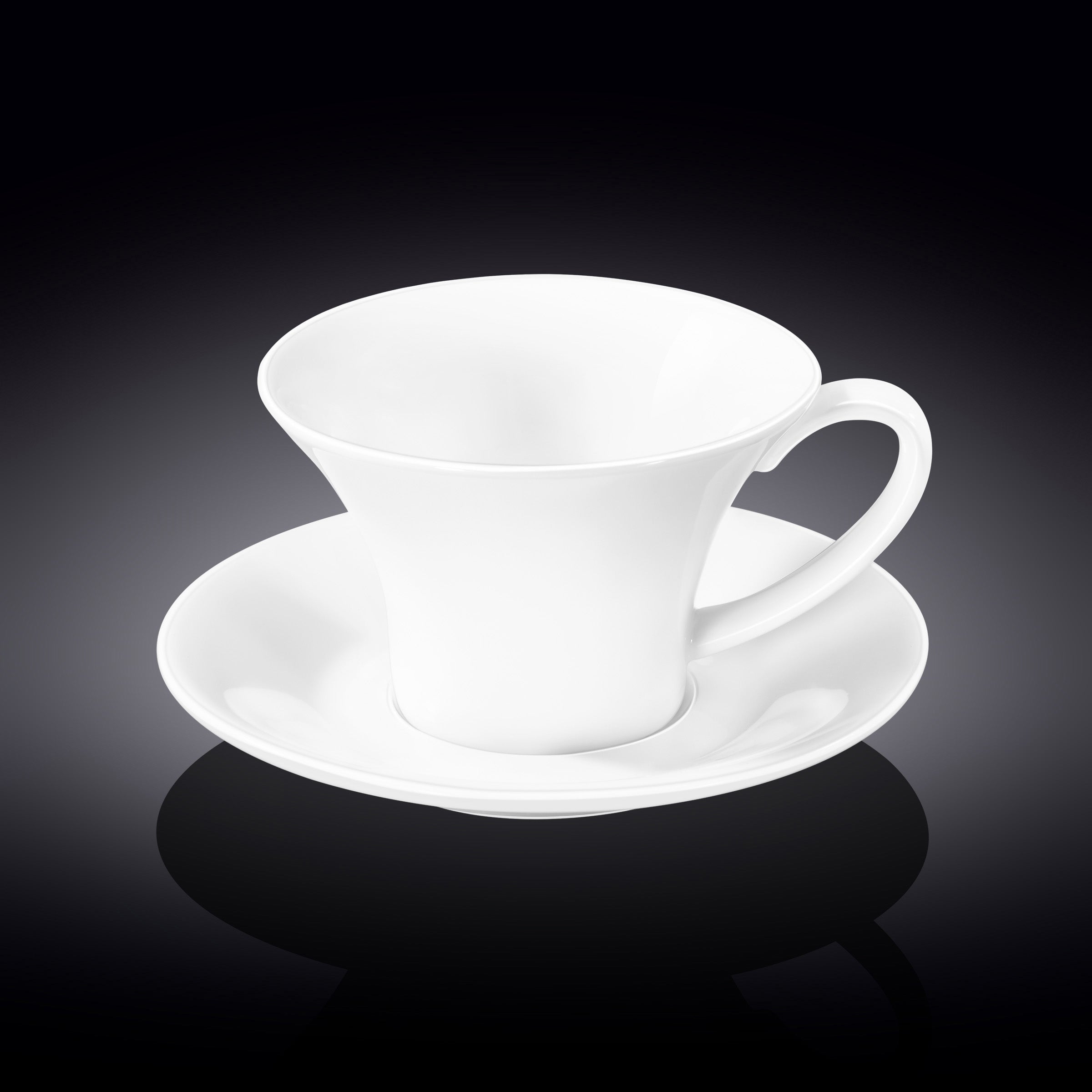 Wilmax Tasse mit Untertasse 430 ml Weiß aus Porzellan