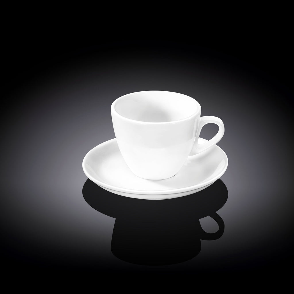 Wilmax Espressotasse mit Untertasse 75 ml Weiß aus Porzellan