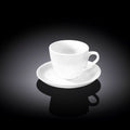 Wilmax Espressotasse mit Untertasse 75 ml Weiß aus Porzellan
