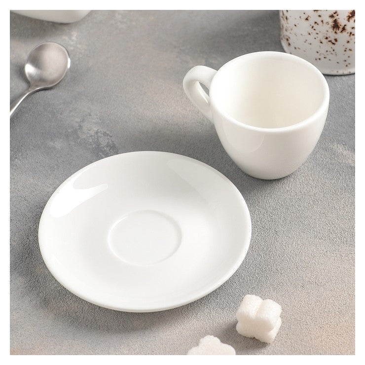 Wilmax Kaffeetasse mit Untertasse 75 ml – Klassisches Design – WL-993173/AB