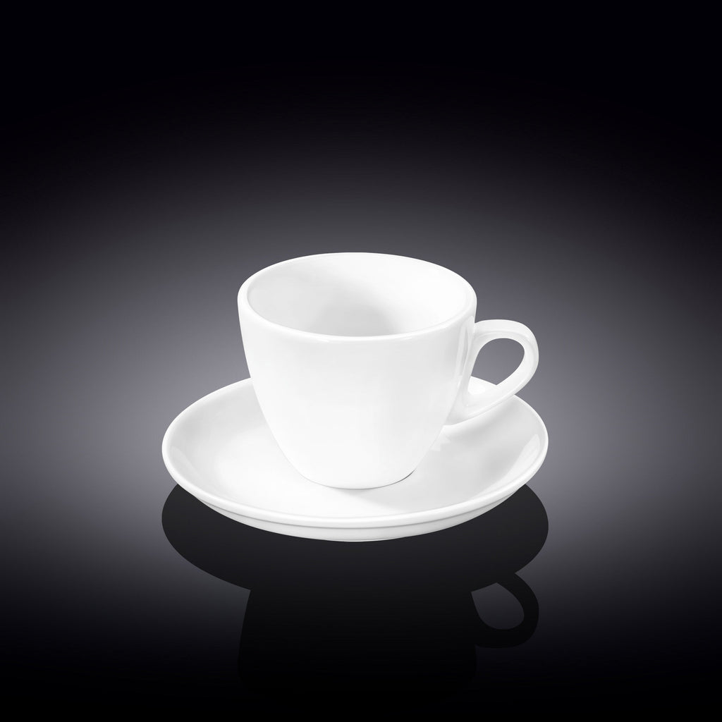 Wilmax Kaffeetasse mit Untertasse 110 ml Weiß aus Porzellan