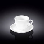 Wilmax Kaffeetasse mit Untertasse 110 ml Weiß aus Porzellan