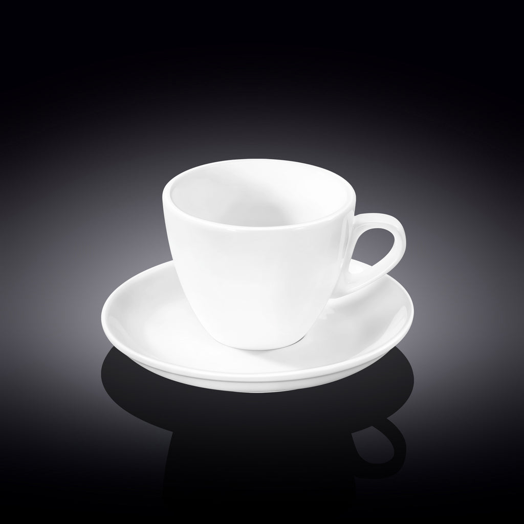 Wilmax Teetasse mit Untertasse 190 ml Weiß Porzellan WL-993175/AB