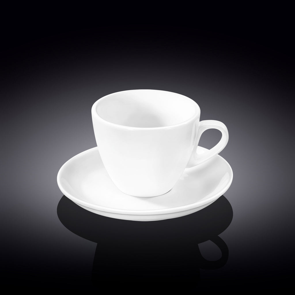 Wilmax Tasse mit Untertasse 190 ml Weiß aus Porzellan