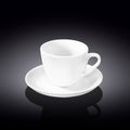 Wilmax Tasse mit Untertasse 190 ml Weiß aus Porzellan