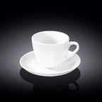 Wilmax Tasse mit Untertasse 190 ml Weiß aus Porzellan