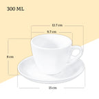 Wilmax Teetasse mit Untertasse 300 ml Weiß Porzellan WL-993176/AB