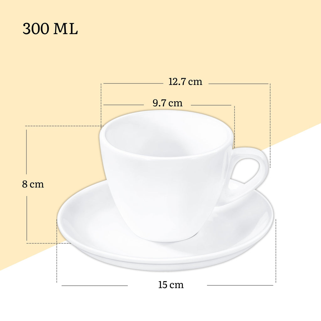 Wilmax Tasse mit Untertasse 300 ml Weiß aus Porzellan