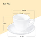 Wilmax Tasse mit Untertasse 300 ml Weiß aus Porzellan