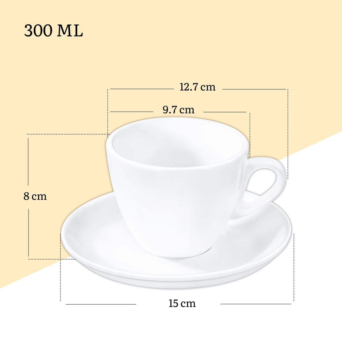 Wilmax Tasse mit Untertasse 300 ml Weiß aus Porzellan
