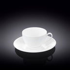 Wilmax Tassen 80 ml Weiß Porzellan mit Untertassen 6er Set WL-993187/AB6