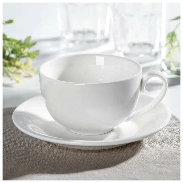 Wilmax Teetasse mit Untertasse 400 ml Weiß Porzellan WL-993191/AB