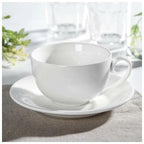 Wilmax Tasse mit Untertasse 400 ml Weiß aus Porzellan