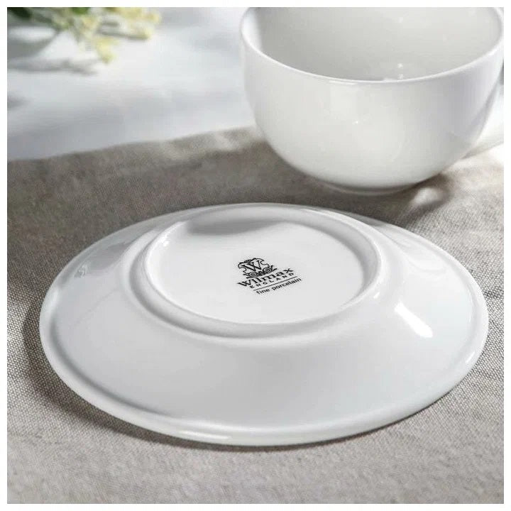 Wilmax Teetasse mit Untertasse 400 ml Weiß Porzellan WL-993191/AB