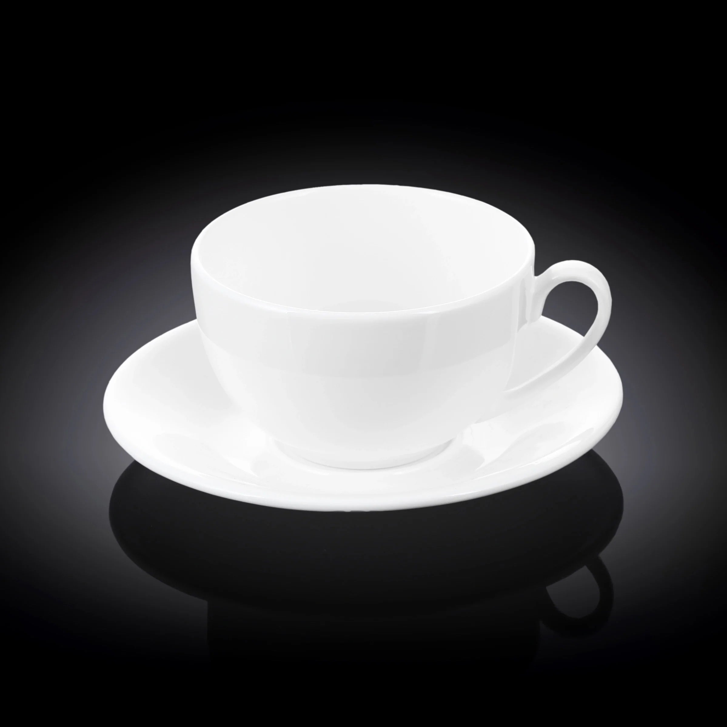Wilmax Tasse mit Untertasse 400 ml Weiß aus Porzellan