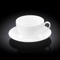 Wilmax Tasse mit Untertasse 400 ml Weiß aus Porzellan