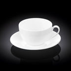 Wilmax Tasse mit Untertasse 400 ml Weiß aus Porzellan