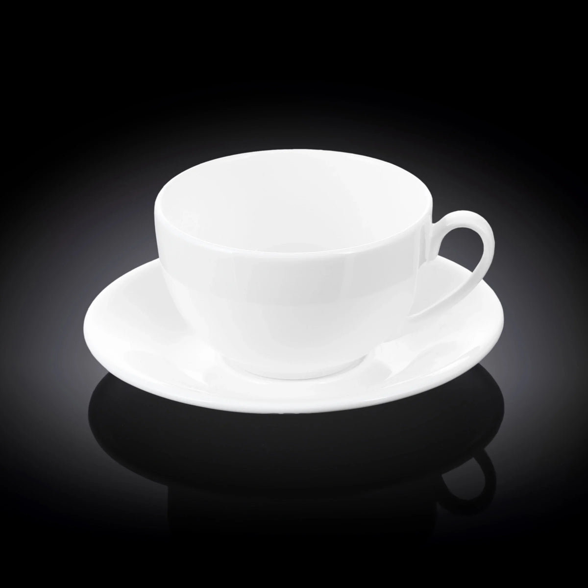 Wilmax Tasse mit Untertasse 400 ml Weiß aus Porzellan