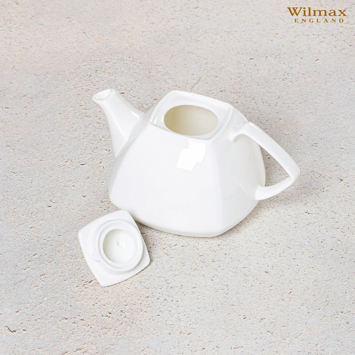 Wilmax Kaffee- und Teekanne mit integriertem Ausgusssieb 1050 ml Weiß aus Porzellan