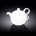 Wilmax Teekanne und Tasse Set 375 ml 340 ml Weiß Porzellan WL-994048/1C