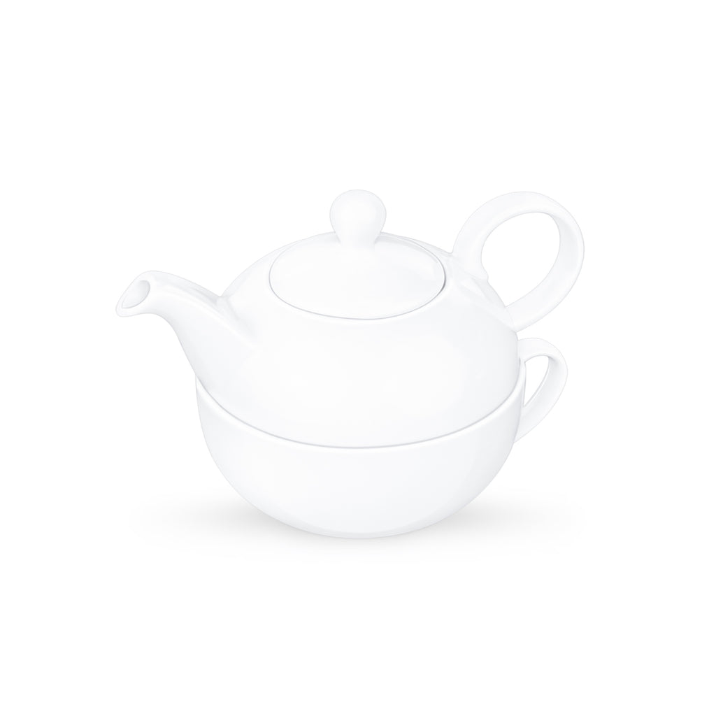 Wilmax Teekanne und Tasse Set 375 ml 340 ml Weiß Porzellan WL-994048/AB
