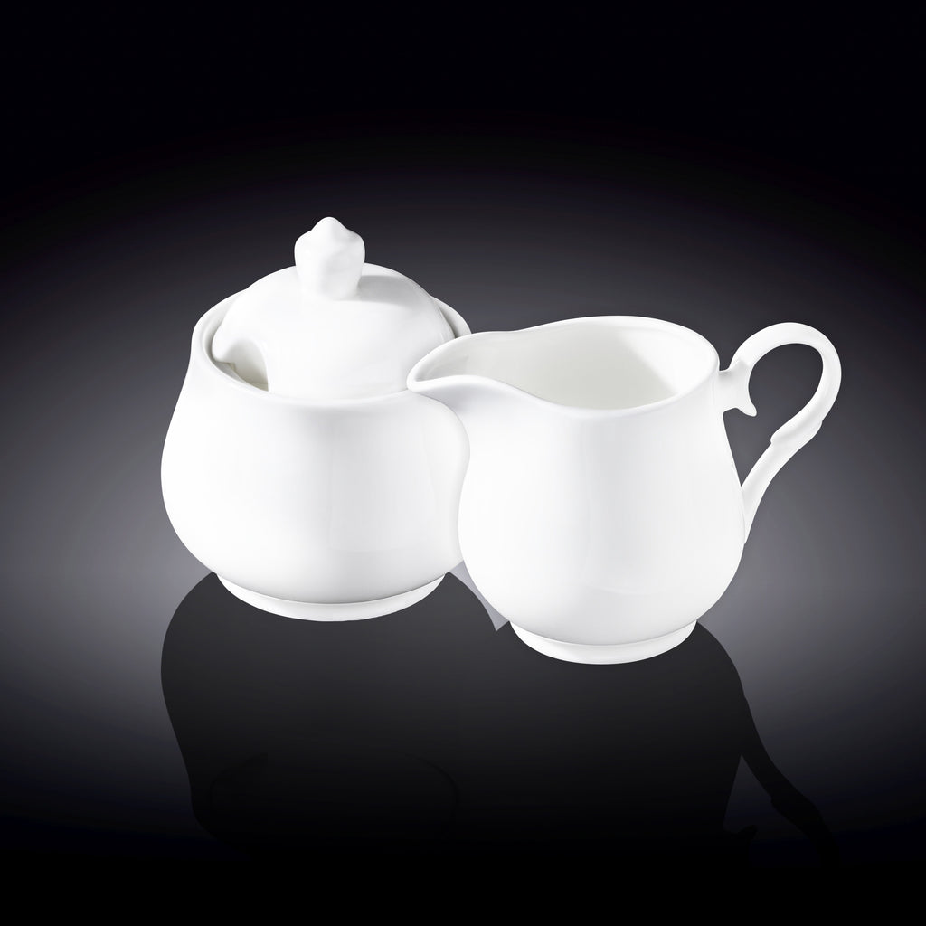 Wilmax Zuckerdose und Milchkännchen Set Weiß Porzellan WL-995024/2C