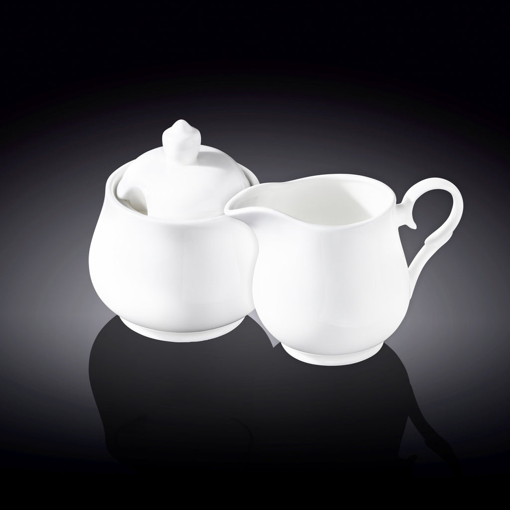 Wilmax Zuckerdose und Milchkännchen Set Weiß Porzellan WL-995024/2C