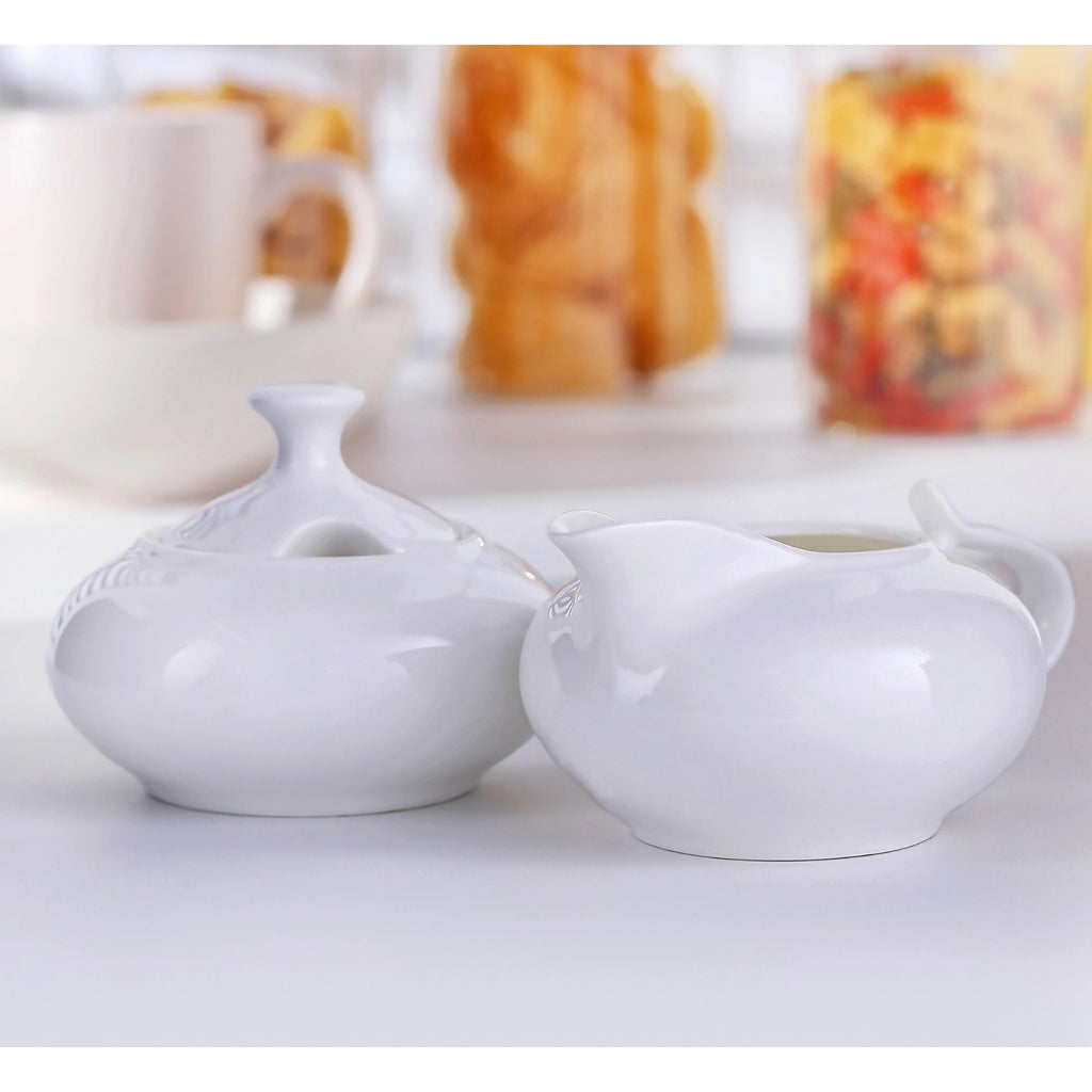 Wilmax Zuckerdose und Milchkännchen Set Weiß Porzellan WL-995025/2C