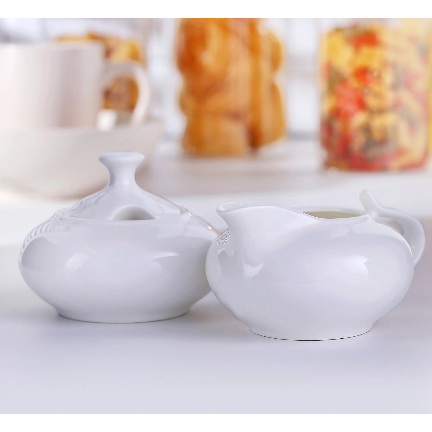 Wilmax Zuckerdose und Milchkännchen Set Weiß Porzellan WL-995025/2C