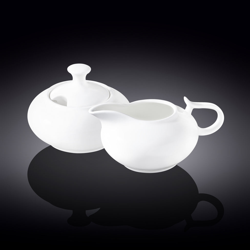 Wilmax Zuckerdose und Milchkännchen Set Weiß Porzellan WL-995025/2C