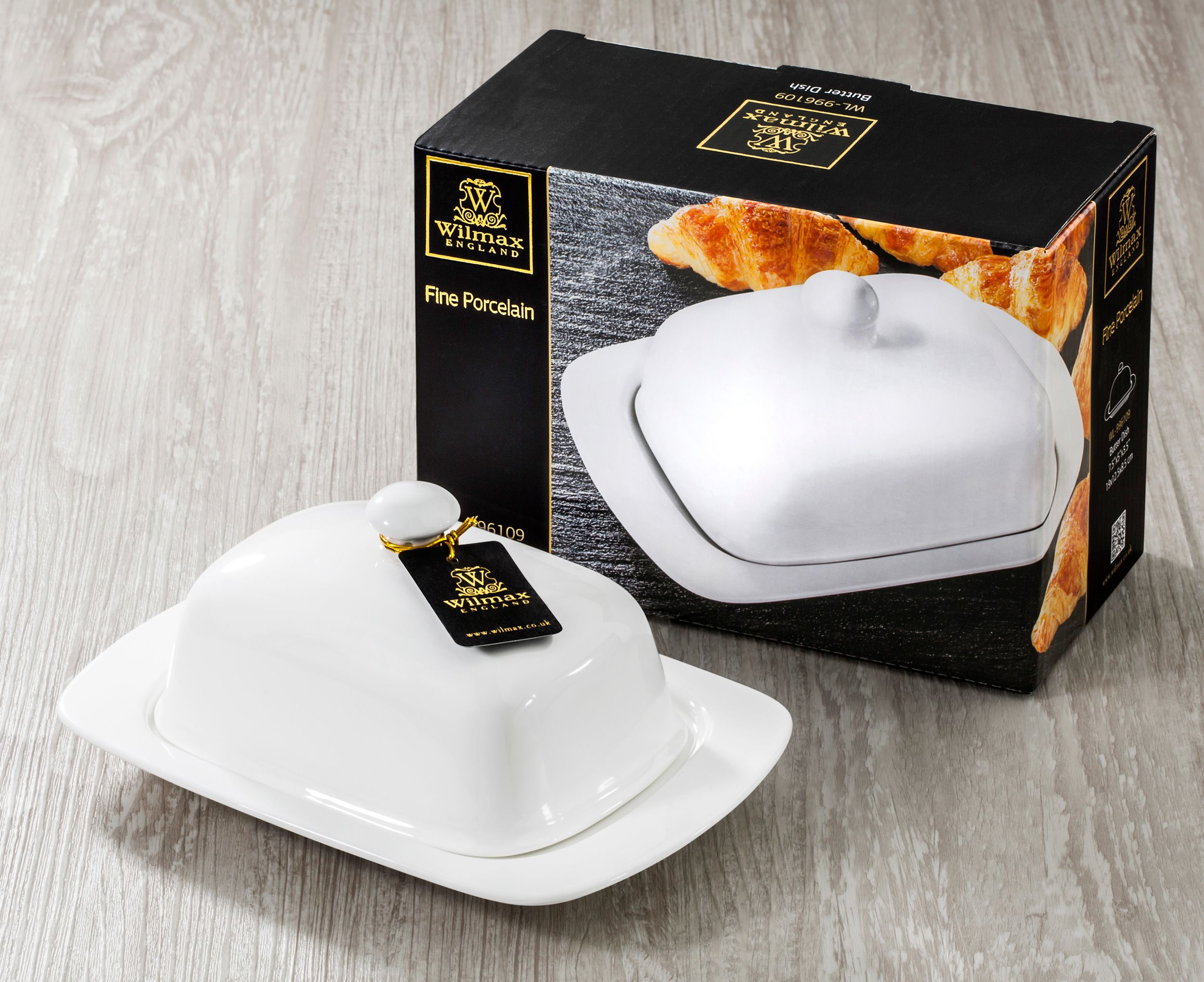 Wilmax Butterdose 19 × 12,5 × 8,5 cm Weiß aus Porzellan