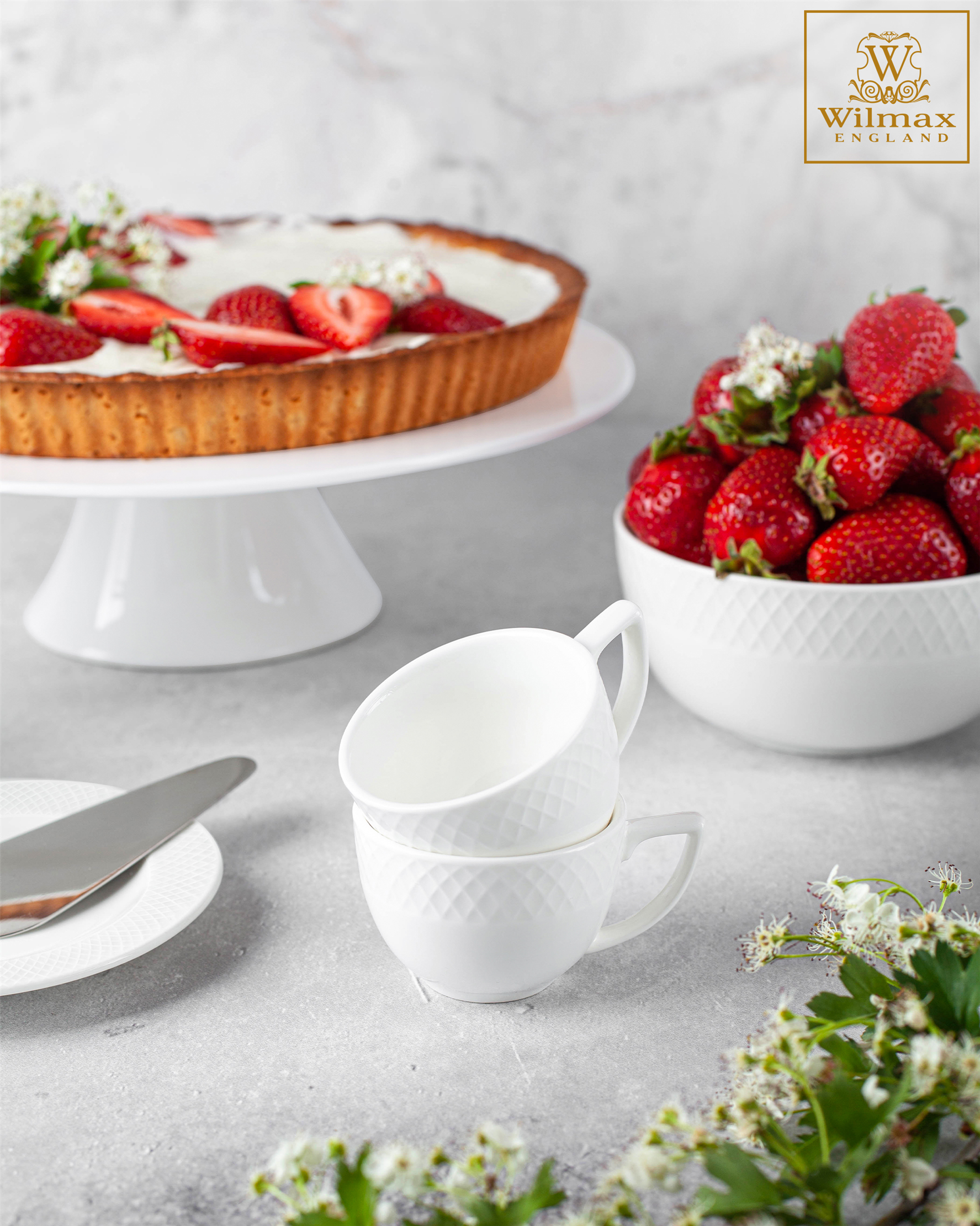 Wilmax Kuchenständer 30 cm aus Porzellan, elegantes Design – WL-996130/A